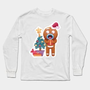 Christmas Sticker, Ginger Man Sticker Long Sleeve T-Shirt